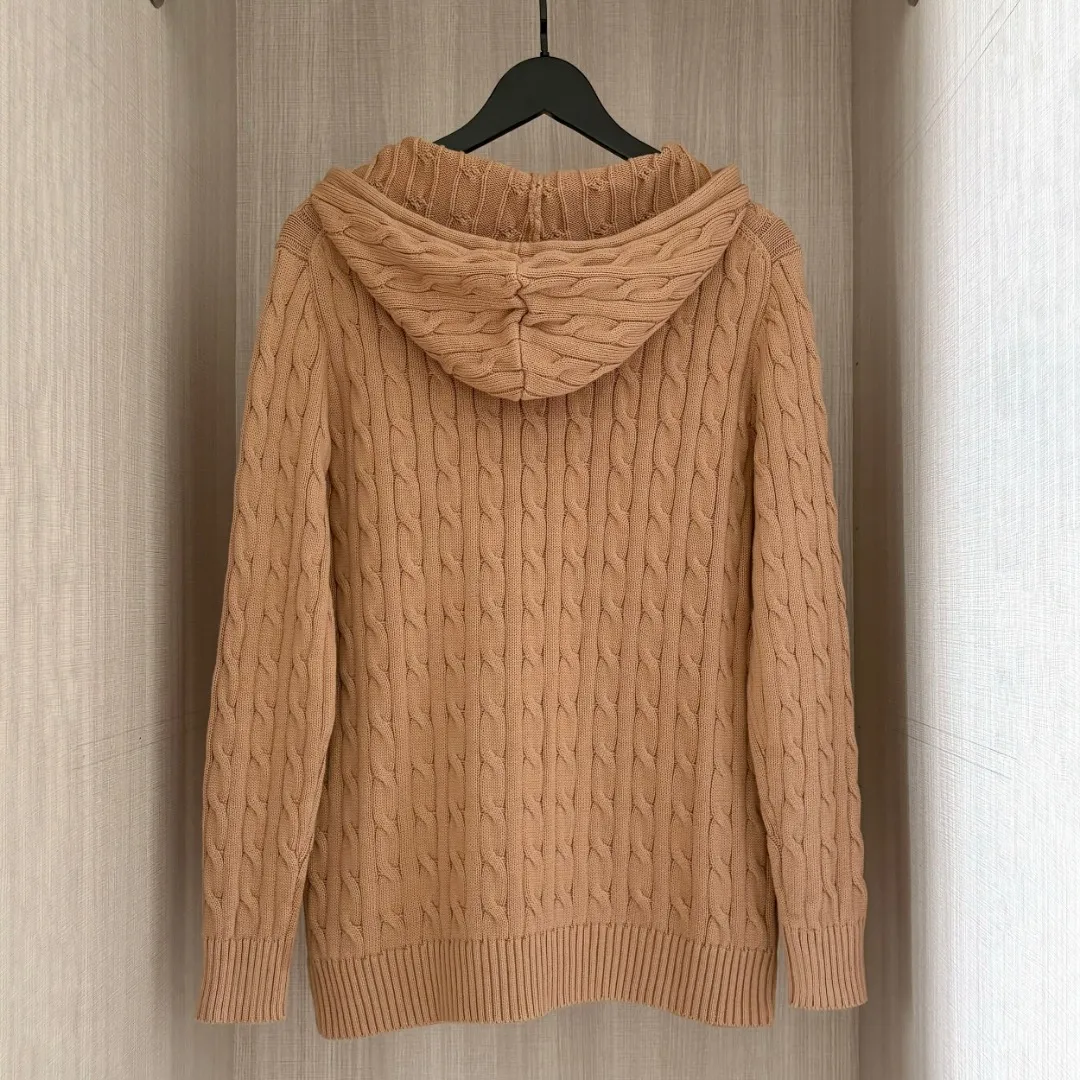 P216 RALPH LAUREN Ralph Lauren six-color classic small label embroidery hooded long-sleeved pullover knitted sweater tops for men and women. Six colors. Color: white, yellow, gray, brown, navy, black. Size: S M L XL. Material: cotton. Weight: 800g.